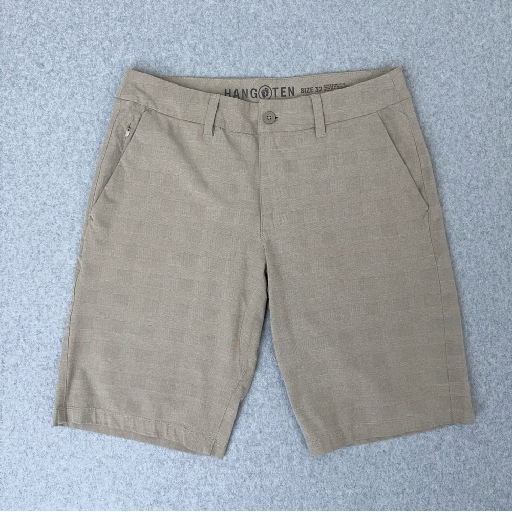 Hang Ten Mens Hybrid Shorts Size 32 Tan Beige Surf Skate Beach Casual Spring